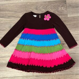 Girls Bonnie Jean Size 6 Color Block Sweater Dress with Flower